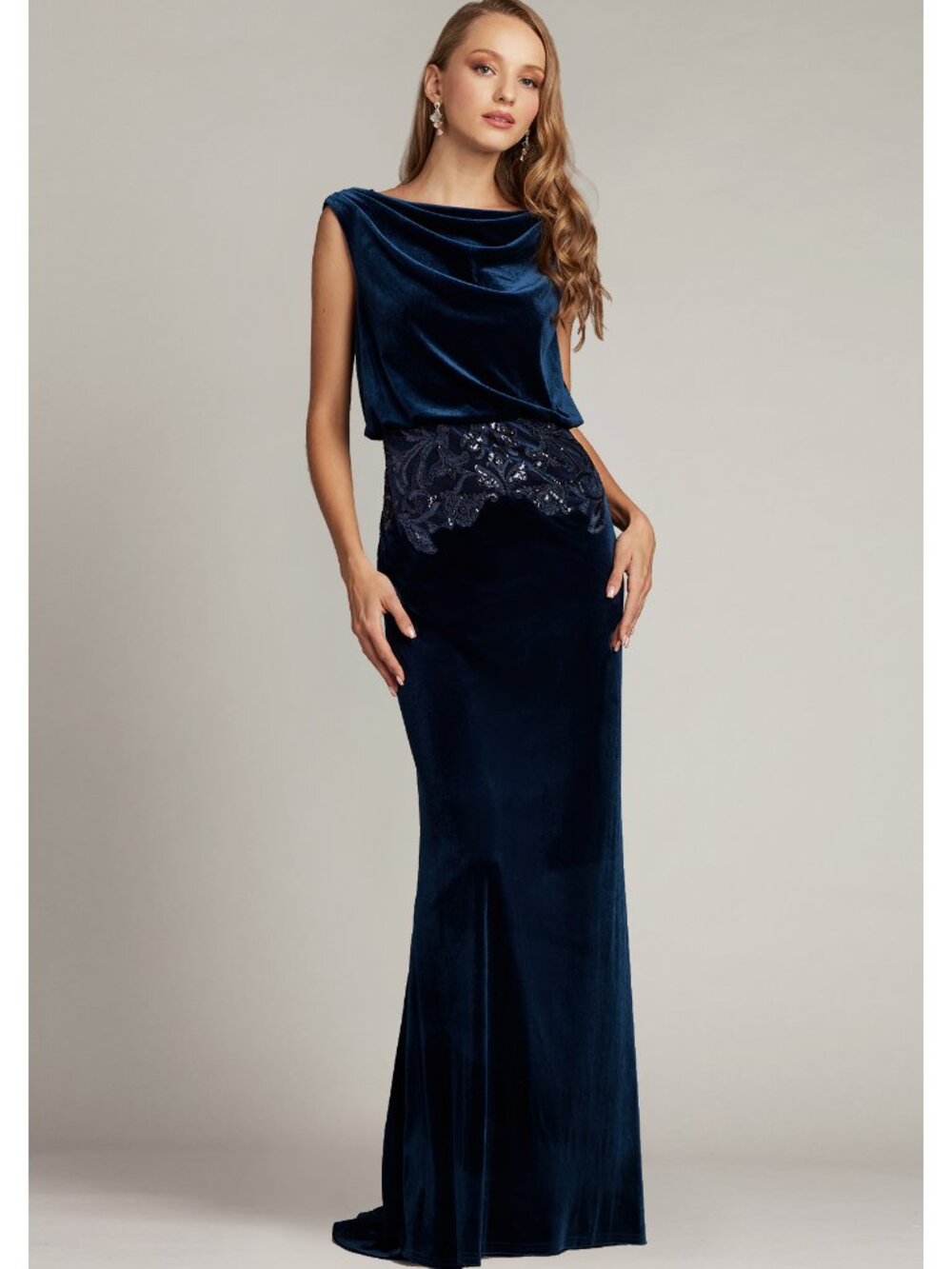 Dunstan Back Drape Gown BAL20043L-NAVY